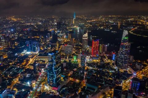 Обои Saigon Города - Огни ночного города, обои для рабочего 