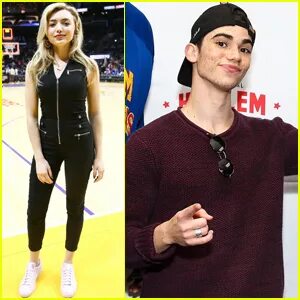 Peyton List & Cameron Boyce Sit Courtside at Harlem Globetro