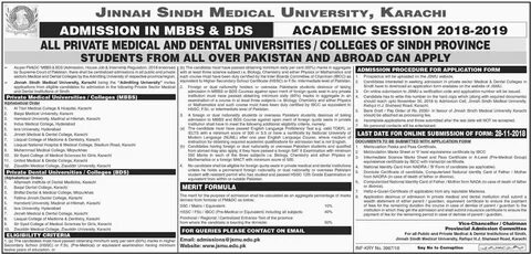 Admission Open in Jinnah Sindh Medical University Karachi 18