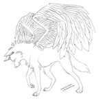 winged wolf Wolf sketch, Animal sketches, Drawings