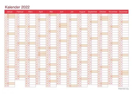 Kalender 2022 zum Ausdrucken - iKalender.org