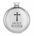 Stainless Steel Round Holy Water Bottle with Screw Top Lid, 