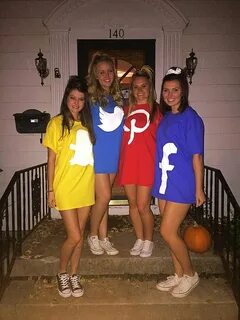 sorority Halloween costume, social media apps Cute group hal