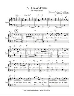 Christina Perri - A Thousand Years - Simple Piano Sheet Musi