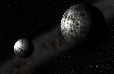 Dueling Dwarf Planets, Digital painting or illustration for 