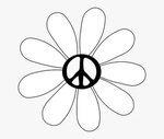 Peace Symbol Peace Sign Flower 29 Black White Line - Black A