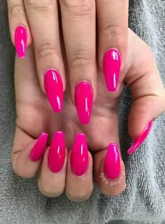 Hot pink acrylic nails - New Expression Nails
