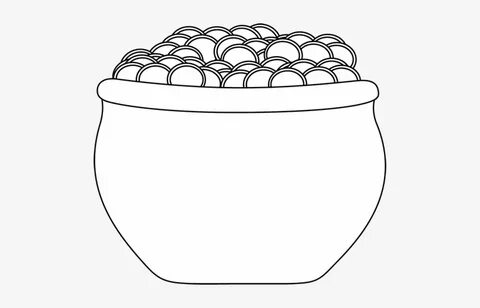 Black And White Pot Of Gold Clip Art - Pot Of Gold Clipart B