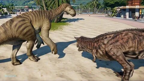 2 Iguanodon & 2 Carnotaurus Breakout & Fight! Jurassic World
