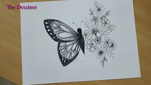 How to draw beautiful half butterfly and half flower art/ pe