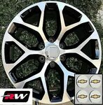 22 inch Chevy Silverado Snowflake Wheels Machined Black Rims