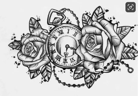rose clock Pocket watch tattoos, Pocket watch tattoo design,