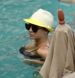 KALEY CUOCO in Bikini at a Pool in Mexico - HawtCelebs