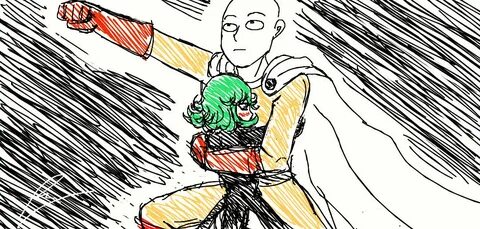 Saitama fighting Tatsumaki by borockman on DeviantArt