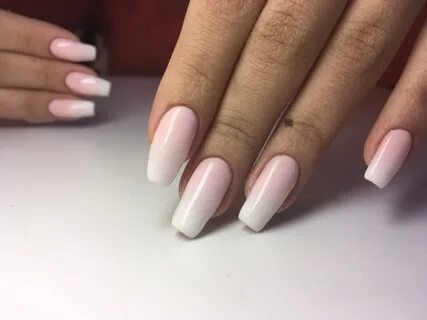 Delicate pink ombre on long nails