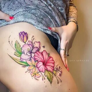 Beautiful bouquet by Ana Abrahao Floral thigh tattoos, Gorge