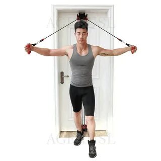 220lbs Pulley Resistance Bands Training Fitness Tube Pull Ro