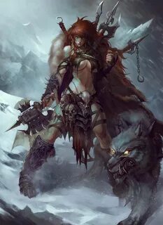 ArtStation - варвар, Тонг Ян Warrior woman, Fantasy artwork,