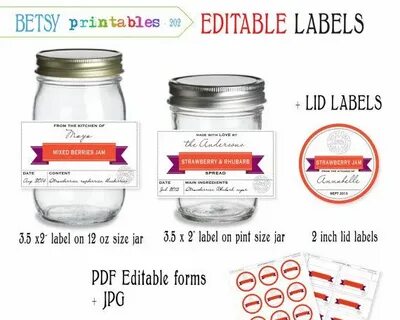 Labels for canning - Jar labels - Mason Jar lid labels - PDF