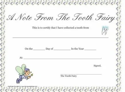 37 Tooth Fairy Certificates & Letter Templates - PrintableTe