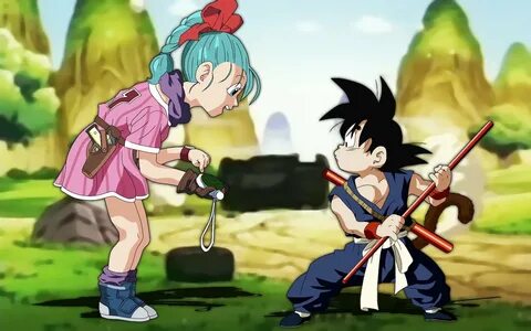 1600x1200 resolution Dragon Ball Z Goku and Bulma illustrati