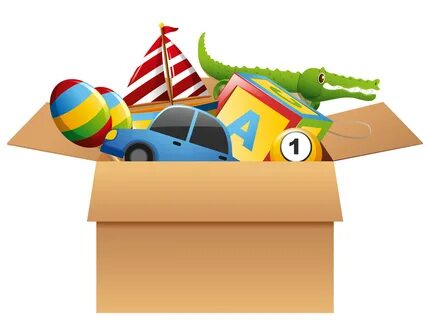 Many toys in brown box 370491 Vector Art at Vecteezy