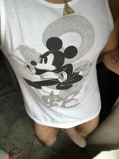 Boobs in tight micky mouse shirt