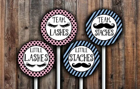 Staches or lashes cupcake toppers or gift tag printable. Ins