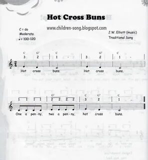 Hot Cross Buns Song with Notes and Chords