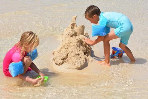 картинки : пляж, песок, люди, девушка, играть, мальчик, отпу