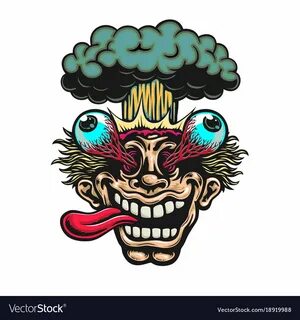 Cartoon head exploding eyes popping out Royalty Free Vector 