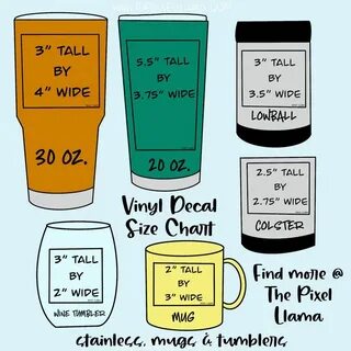 Vinyl Decal Size Chart for Cups Decal sizing for tumblers, C