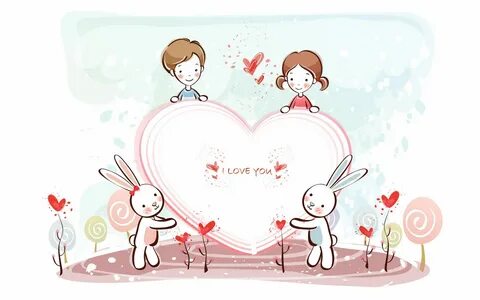 fondos de pantalla de dibujos animados de San Valentín (2) #