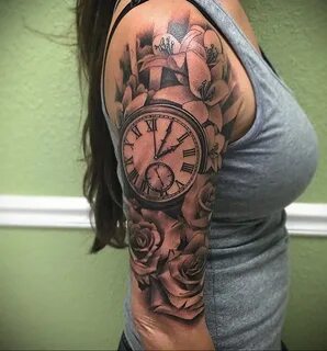 Фото тату часы на плече 19.01.2021 № 0001 -clock tattoo on s