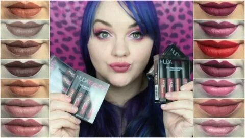 Huda Beauty Liquid Lipsticks Lip Swatches 14 Shades - YouTub