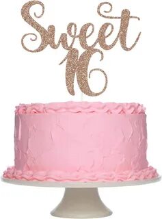 Sweet Sixteen Cake Topper Gold Sixteenth Birthday Party Deco