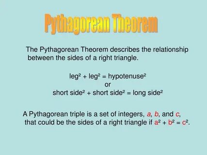 PPT - Pythagorean Theorem Inequality and Pythagorean Triples