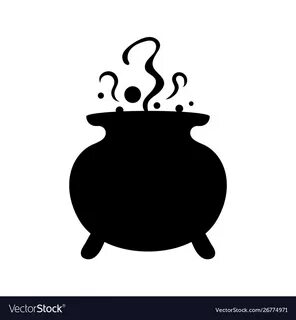 Witches black cauldron with boiling magic potion Vector Imag
