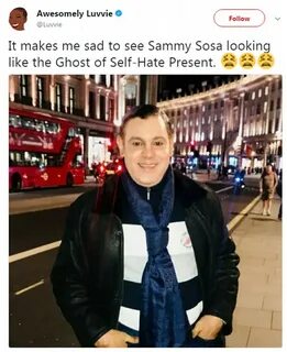 Sammy Sosa dabs in London with white skin Daily Mail Online