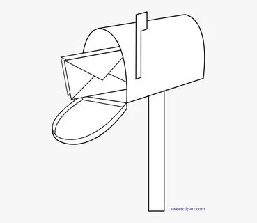 Lineart Mail Box - Black And White Mailbox Clip Art , Free T