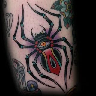 Old School Traditional Arm Mens Spider Tattoo Ideas Old scho