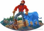 Paul Bunyan and Babe the Blue Ox Sticker by ImagineThatNYC B