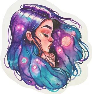 galaxy art girl freetoedit #galaxy sticker by @ebony_edits