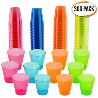 150 Hard Plastic Neon Shot Glasses 1oz Perfect for Parties -