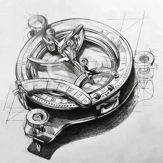 Sketch of a sextant, an object that was used to navigate at 
