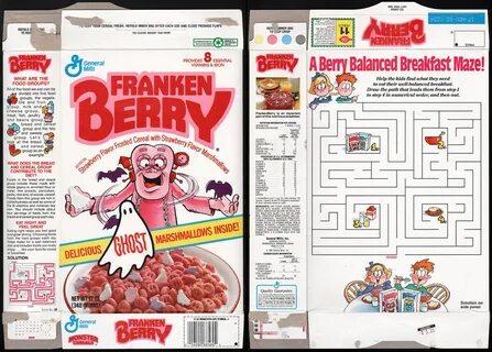 General Mills - Frankenberry cereal box - Ghost Marshmallo. 