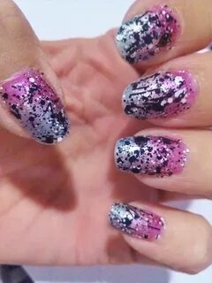 Pink silver Blue ombre nails with Black Tie Optional ( by Ha