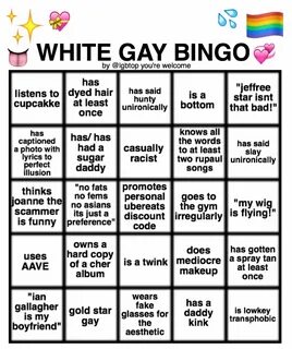 riley Twitterissä: "i made white gay bingo y'all better play