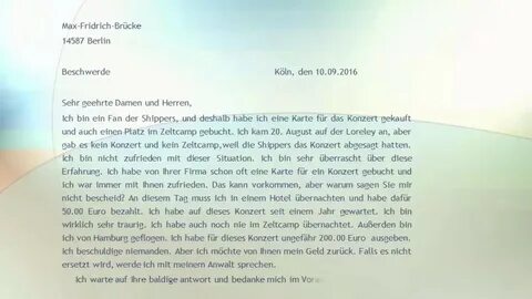 Goethe-Zertifikat B2 Prüfung Beschwerde Brief beispiel - You