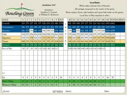 Scorecard - Bowling Green Golf Club